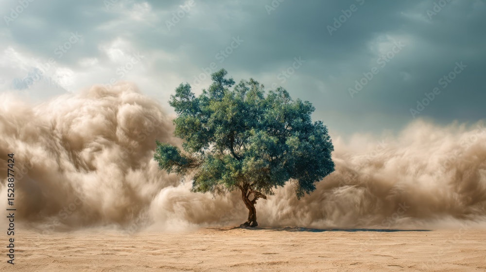 Poster a tree is in the middle of a sandstorm