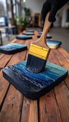 A hand-painted wooden art piece