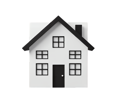 White House Icon with Transparent Background, Sleek Design Element