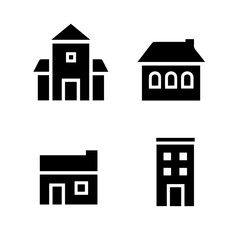 Fototapeta premium Set of Minimalist Black and White House Icons – Flat Style Vector Collection