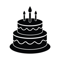 Vector Silhouette art of  Birthday cake