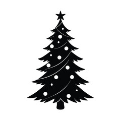 Vector Silhouette art of  Christmas tree 