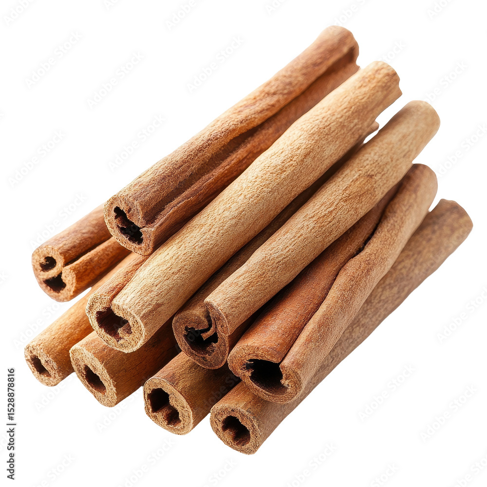 Aufkleber collection of fresh cinnamon sticks arranged on a white background for culinary uses and spice explo