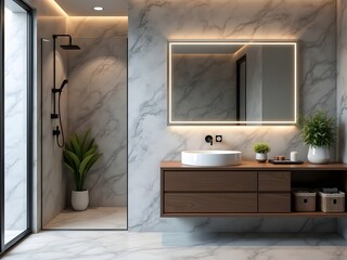 Bright and Sleek Modern Bathroom Layout