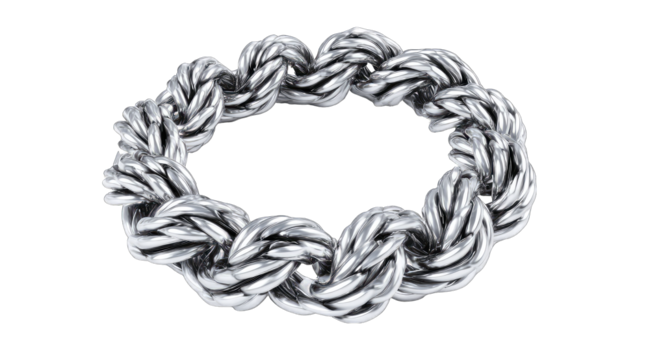 Oval braided metal ring