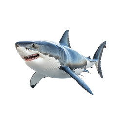 Great white shark isolated on transparent background.