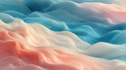 Soft rhythmic waves flowing in pastel shades, seamless and calming, peaceful background, calming rhythms background, minimalist abstract art for stress relief. High quality