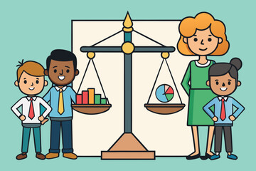 Business education balancing data and charts