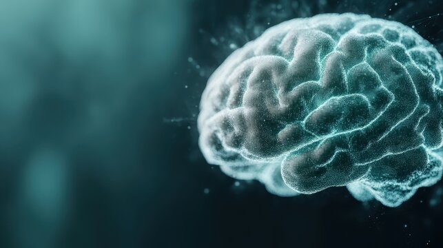 A captivating digital representation of a glowing brain suggests the complexity of human thought and creativity, radiating energy and potential in a mesmerizing dark backdrop.