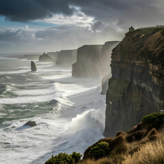 coastal cliffs with crashing waves dramatic ocean