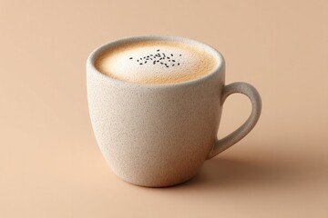 Creamy tahini latte in minimalist cup showcases smooth texture a