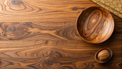 Walnut wood texture background from top view, showcasing rich brown tones, fine grain patterns, and...