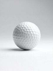 A close-up of a white golf ball with an evenly distributed dimpled surface sits on a smooth backdrop with a subtle gradient. The clean composition highlights the ball&rsquo;s aerodynamic design and precisio