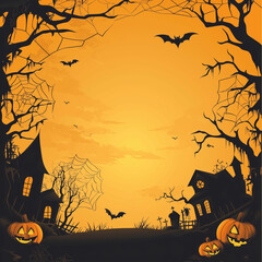Halloween scene silhouette design