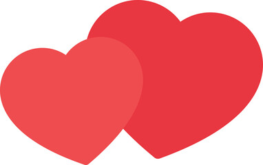 Pink double heart shape icon. Flat design illustration.	