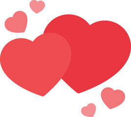 Red double heart shape icon. Flat design illustration.	