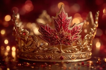 Gold Crown Maple Leaf  Royalty  Canada  Celebration  Holiday