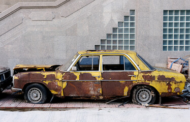 old yellow car