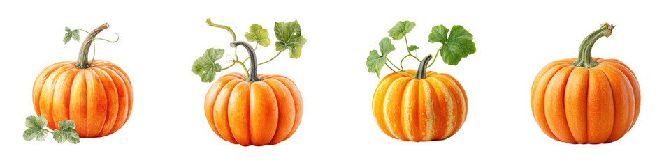 Obraz premium Assortment of orange pumpkins on a white background