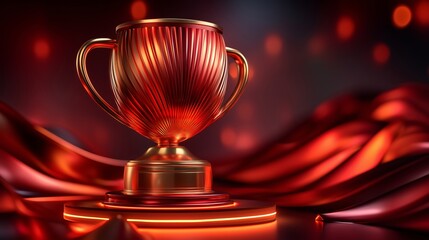 Shiny Trophy on a Glowing Pedestal