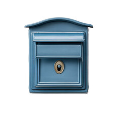 Blue mailbox design isolated on a white background featuring a classic style and sleek finish, Blue mailbox isolated on white background