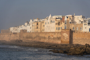 Essaouira, Morocco: The famous ancient fortified walls of the Mogador old town in Essaouira in Morocco facing the atlantic ocean