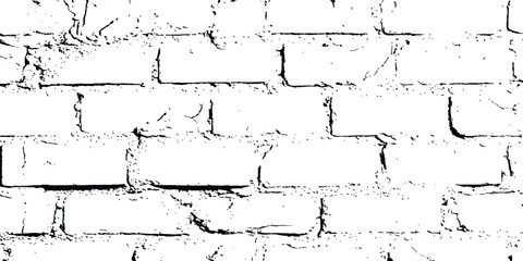 Grunge style brick wall texture. Vector black and white grunge brick wall Transparent background. 