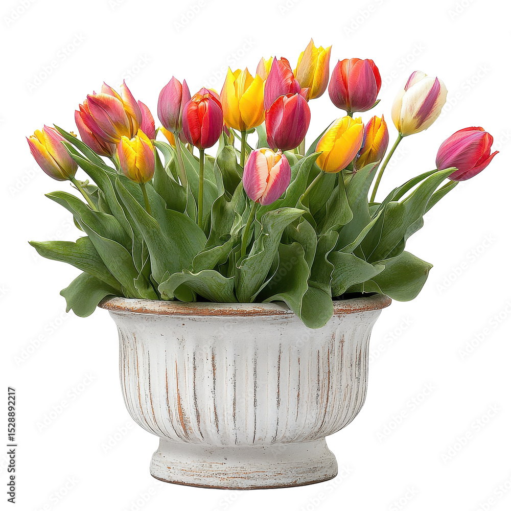 Poster vibrant tulips in a rustic pot add color and charm to any space, image number 5 with tulips inside a