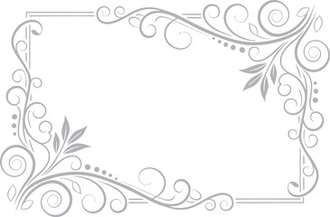 Floral Swirl Corner Frame – Elegant Light Blue Decorative Botanical Design for Invitations, Stationery, Certificates, Wedding Cards, Scrapbook Pages, or Romantic Graphic Projects