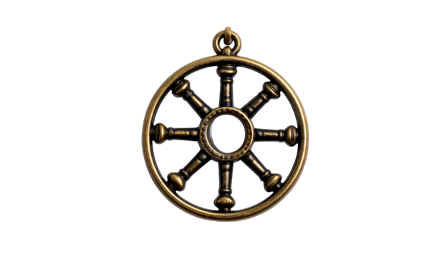 Golden metal circular pendant