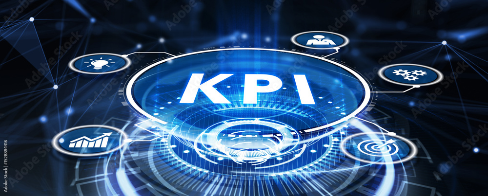 Poster kpi key performance indicator for business concept. business, technology, internet and network conce