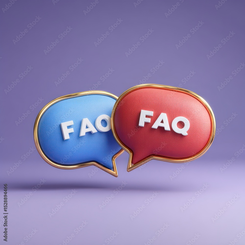 Poster 3d faq speech bubbles customer support help questions answers