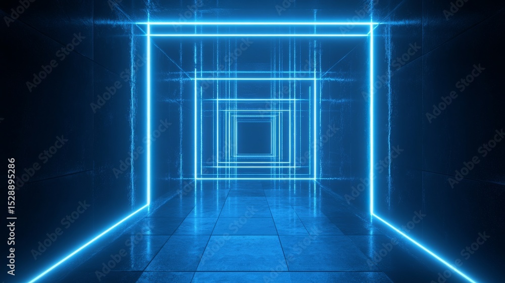 Poster abstract blue square technology background with glowing lines and futuristic digital grid design in 