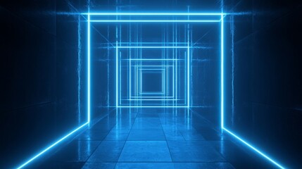 Abstract blue square technology background with glowing lines and futuristic digital grid design in royal blue tones for modern tech and innovation concepts




