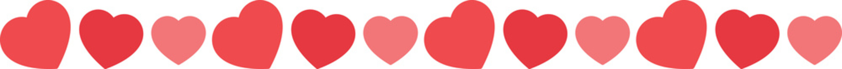 Cute Red Heart Seamless Pattern Border.