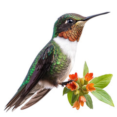 Fototapeta premium Ruby-throated hummingbird isolated on transparent background.