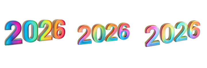 HAPPY NEW YEAR 2026 isolated on transparent background, a bright future