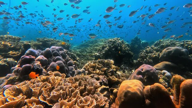 beautiful coral reef and fish