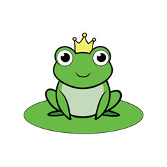 Fototapeta premium Happy Green Frog on Lily Pad – Cute Cartoon Vector