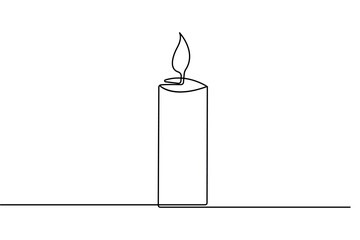 Minimalist candle art  single one line outline vector design
