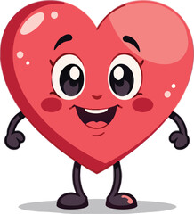 Fototapeta premium Happy Cartoon Heart Character with Legs and Arms