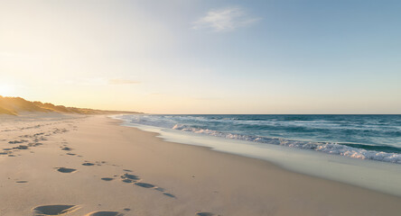 Tranquil Beach at Sunset Background