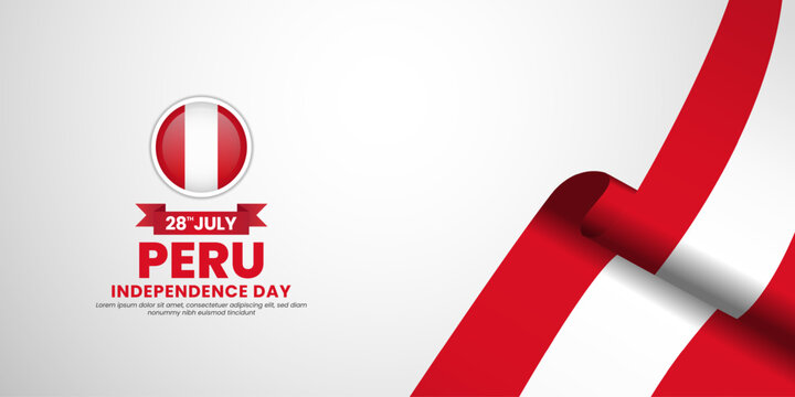Peru flag for independence day banner background with blank space area