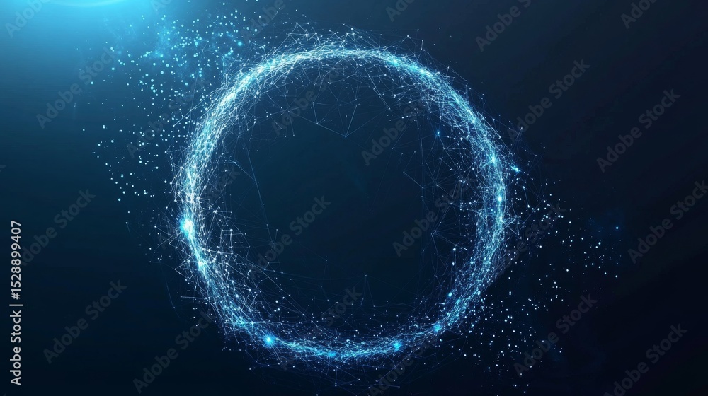 Poster futuristic blue technology background with glowing abstract digital tech circle, high-tech interface