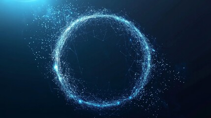 Obraz premium Futuristic blue technology background with glowing abstract digital tech circle, high-tech interface elements, and cyber network design for innovation and communication concepts