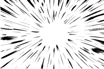 Obraz premium Black and white radial burst design with brush strokes