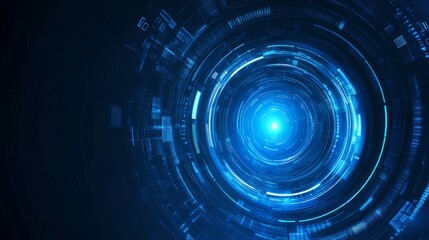 Obraz premium Abstract modern blue technology background with digital data flow, internet network connections, futuristic computer interface elements, and high-tech communication design