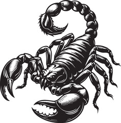 Black and White Scorpion Vector Illustration – Aggressive Insect Tattoo Design