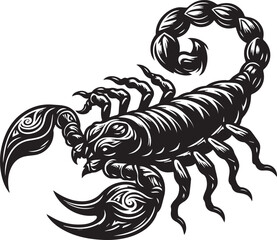 Black and White Scorpion Vector Illustration – Aggressive Insect Tattoo Design