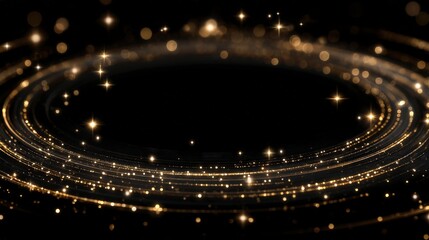 Obraz premium Sparkling Golden Galaxy Abstract Background with Lights and Swirls